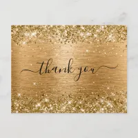 Glittery Golden Tan Birthday Thank You Postcard