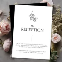 Formal Minimal Black And White Wedding Reception Enclosure Card