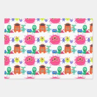 Cute Bright Rainbow Monster Wrapping Paper