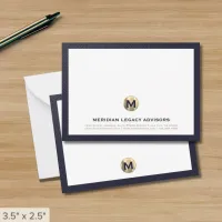 Luxe Navy Gold Law Firm Note Card