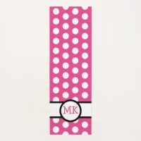 Pink and White Polka Dot Cute Monogrammed Yoga Mat