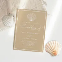 Beige Sand Elegant Beach Seashell Wedding Invitation