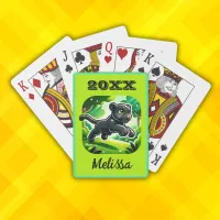 Monogrammed with Black and Green Panther Cub | Poker Cards