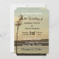 Cape Cod Lone Tree on Beach Wedding Invitations
