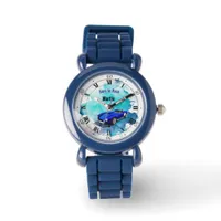 Classic Retro Blue Sports Car Birthday Adventure H Watch