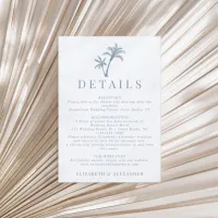 Tropical Palm Tree Dusty Blue Wedding Details Enclosure Card