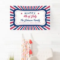 July 4th Custom American Family Summer BBQ Party Banner