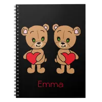 Cute baby bear with hearts  notebook