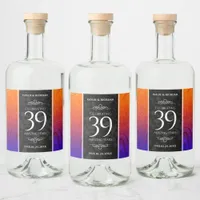 Elegant 39th Agate Wedding Anniversary Liquor Bottle Label