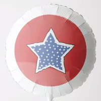 Red Circle with Blue Star and White Stars Balloon