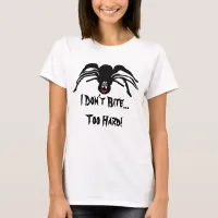 Funny Cartoon Black Spider Don't Bite Women's T-Shirt