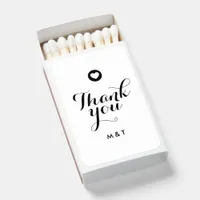 Modern Script Couple Initials Thank You Giveaway  Matchboxes