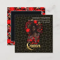 Black Queen Beauty Fashion Square Business Card