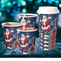 Ho Ho Ho Santa Dancing On The Rooftops Christmas  Paper Cups