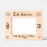 Christmas Custom Family Name Tree Snowflakes 7x5 Etched Frames