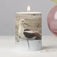 Stunning American Avocet Wading Bird at the Beach Pillar Candle