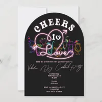 Cheers To Love Black Retro Cocktail Valentines Day Invitation