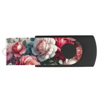 Timeless Rose Floral Charm Flash Drive