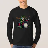 Funny Cartoon Frog Playing the Drums T-Shirt