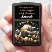 Golden Morning on an Egg Farm at Sunrise Zippo Lighter