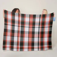 Trendy Modern Red Black and white Plaid Fleece Blanket