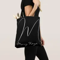 Black and White Personalized Monogram Tote Bag