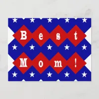 Best Mom in Patriotic Diamond Shape Postcard