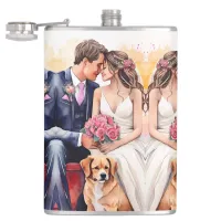 Beautiful Wedding Couple Watercolour Flask