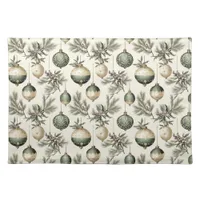 Sage Green and Gold Christmas Ornaments Cloth Placemat