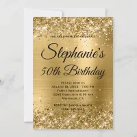 Gold Glitter and Foil Fancy Monogram Invitation