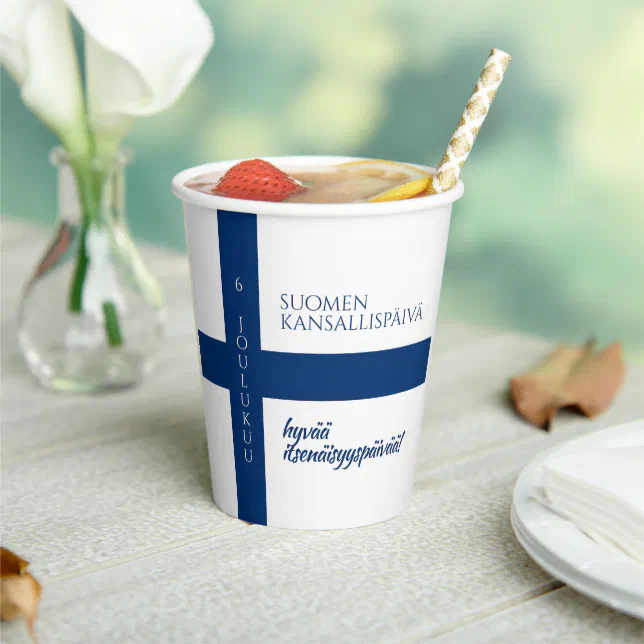 Suomen Kansallispäivä Finnish National Day Flag Paper Cups