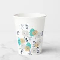 Abstract floral coastal beach wedding paper cups