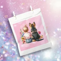 Baby Girl and her Puppy | Baby Shower   Favor Bag