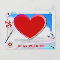 Painted Valentine Heart Add Your Photo Holiday Postcard