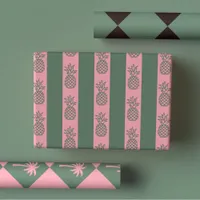 Fun Modern Preppy Tropical Pink & Green Palm  Wrapping Paper Sheets