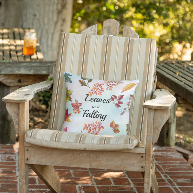 Leaves are Falling Watercolor Fall Autumn Leaves Outdoor Pillow
