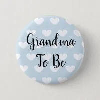 Grandma to be Blue Hearts Baby Shower Button