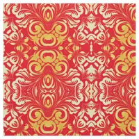 Vintage Antique Red and Yellow Decorative Pattern Fabric