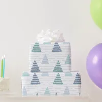 Christmas trees with blue beads strings pattern wrapping paper