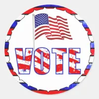 Red White and Blue American Flag Vote Stickers