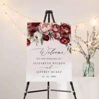 Burgundy Blush Floral Wedding Welcome Sign