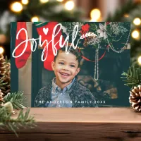 Joyful Modern Script Typography Christmas Photo Holiday Card