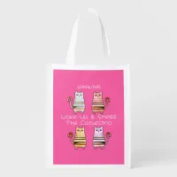 cute cats for cat lovers and coffee lovers grocery bag