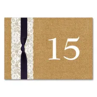 FAUX burlap lace, rustic wedding table numbers