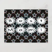 Best Mom with Neon Stars Postcard