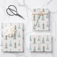 Cute Christmas trees doodle Wrapping Paper Sheets