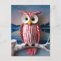  Fantasy Candy cane Owl Postcard