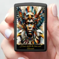 Eagle-adorned African warrior, AI art Zippo Lighter