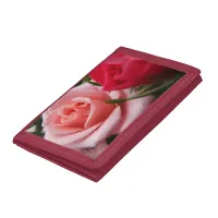 Floral Pink Red Roses Photo Trifold Wallet