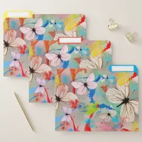 White Butterflies on a Paint Drips & Brush Strokes File Folder